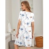 image:imageEkouaer Womens Nightgown Short Sleeve Sleepwear Comfy Sleepshirts Pleated Scoopneck Nightshirt SXXXLClustered Flowers