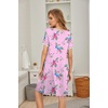 image:imageEkouaer Womens Nightgown Short Sleeve Sleepwear Comfy Sleepshirts Pleated Scoopneck Nightshirt SXXXLFlora Pink