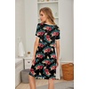 image:imageEkouaer Womens Nightgown Short Sleeve Sleepwear Comfy Sleepshirts Pleated Scoopneck Nightshirt SXXXLFloral Black Red