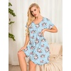 image:imageEkouaer Womens Nightgown Short Sleeve Sleepwear Comfy Sleepshirts Pleated Scoopneck Nightshirt SXXXLFloral Blue Pink