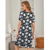 image:imageEkouaer Womens Nightgown Short Sleeve Sleepwear Comfy Sleepshirts Pleated Scoopneck Nightshirt SXXXLFlowers Black