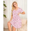 image:imageEkouaer Womens Nightgown Short Sleeve Sleepwear Comfy Sleepshirts Pleated Scoopneck Nightshirt SXXXLFlowers Pink