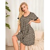 image:imageEkouaer Womens Nightgown Short Sleeve Sleepwear Comfy Sleepshirts Pleated Scoopneck Nightshirt SXXXLLeopard