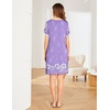 image:imageEkouaer Womens Nightgown Short Sleeve Sleepwear Comfy Sleepshirts Pleated Scoopneck Nightshirt SXXXLLilac White Flower