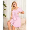 image:imageEkouaer Womens Nightgown Short Sleeve Sleepwear Comfy Sleepshirts Pleated Scoopneck Nightshirt SXXXLMistyrose
