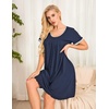 image:imageEkouaer Womens Nightgown Short Sleeve Sleepwear Comfy Sleepshirts Pleated Scoopneck Nightshirt SXXXLNavyblue