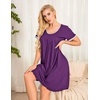 image:imageEkouaer Womens Nightgown Short Sleeve Sleepwear Comfy Sleepshirts Pleated Scoopneck Nightshirt SXXXLPurple