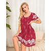 image:imageEkouaer Womens Nightgown Short Sleeve Sleepwear Comfy Sleepshirts Pleated Scoopneck Nightshirt SXXXLRed White Flower