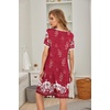 image:imageEkouaer Womens Nightgown Short Sleeve Sleepwear Comfy Sleepshirts Pleated Scoopneck Nightshirt SXXXLRed White Flower