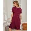 image:imageEkouaer Womens Nightgown Short Sleeve Sleepwear Comfy Sleepshirts Pleated Scoopneck Nightshirt SXXXLWinered