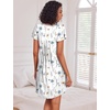 image:imageEkouaer Womens Nightgown Soft Sleepwear Pleated Sleepshirt Sleep Dress Short Sleeve Nightdress S3XLFloral White