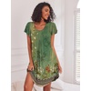image:imageEkouaer Womens Nightgown Soft Sleepwear Pleated Sleepshirt Sleep Dress Short Sleeve Nightdress S3XLGreen Boho Floral