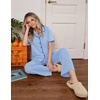 image:imageEkouaer Womens Pajama Sets Button Down Loungewear Short Sleeve Sleepwear 2 Piece Pants Pjs Set with Pockets SXXLBlue