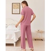 image:imageEkouaer Womens Pajama Sets Button Down Loungewear Short Sleeve Sleepwear 2 Piece Pants Pjs Set with Pockets SXXLDusty Rose