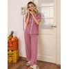 image:imageEkouaer Womens Pajama Sets Button Down Loungewear Short Sleeve Sleepwear 2 Piece Pants Pjs Set with Pockets SXXLDusty Rose