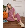 image:imageEkouaer Womens Pajama Sets Button Down Loungewear Short Sleeve Sleepwear 2 Piece Pants Pjs Set with Pockets SXXLDusty Rose