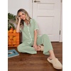image:imageEkouaer Womens Pajama Sets Button Down Loungewear Short Sleeve Sleepwear 2 Piece Pants Pjs Set with Pockets SXXLLight Green