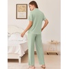 image:imageEkouaer Womens Pajama Sets Button Down Loungewear Short Sleeve Sleepwear 2 Piece Pants Pjs Set with Pockets SXXLLight Green