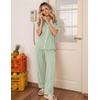 image:imageEkouaer Womens Pajama Sets Button Down Loungewear Short Sleeve Sleepwear 2 Piece Pants Pjs Set with Pockets SXXLLight Green