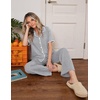 image:imageEkouaer Womens Pajama Sets Button Down Loungewear Short Sleeve Sleepwear 2 Piece Pants Pjs Set with Pockets SXXLLight Grey