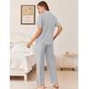 image:imageEkouaer Womens Pajama Sets Button Down Loungewear Short Sleeve Sleepwear 2 Piece Pants Pjs Set with Pockets SXXLLight Grey
