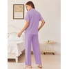 image:imageEkouaer Womens Pajama Sets Button Down Loungewear Short Sleeve Sleepwear 2 Piece Pants Pjs Set with Pockets SXXLLilac