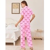 image:imageEkouaer Womens Pajama Sets Button Down Loungewear Short Sleeve Sleepwear 2 Piece Pants Pjs Set with Pockets SXXLPink Bow Knot