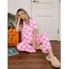 image:imageEkouaer Womens Pajama Sets Button Down Loungewear Short Sleeve Sleepwear 2 Piece Pants Pjs Set with Pockets SXXLPink Bow Knot