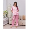 image:imageEkouaer Womens Silk Pajamas for Womens Sets Satin Pjs 2 Piece Button Up Loungewear Short Sleeve Soft Sleepwear with PocketsLight Pink