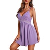 image:imageEkouaer Lingerie for Women Sexy Nightgown Lace Trim Sleep Dress Chemise Nightgowns Sleeveless Night Gown Sleepwear S3XLLilac