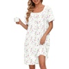 image:imageEkouaer Nightgowns for Women Cotton Night Gown Short Sleeve Sleep Shirts Button Victorian Night Dress Soft SleepwearWhite Purple Florals