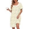 image:imageEkouaer Nightgowns for Women Cotton Night Gown Short Sleeve Sleep Shirts Button Victorian Night Dress Soft SleepwearYellow Green Leaf