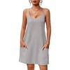image:imageEkouaer Nightgowns for Women Cotton Sleepwear Sexy Sleep Shirt Adjustable Spaghetti Strap Night Gowns with Pockets S3XLLight Grey