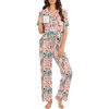 image:imageEkouaer Pajamas for Women Set Button Up Sleepswear 2 Piece Short Sleeve PJ Top and Long Pants Loungwear With Pocket SXXLTropical Print