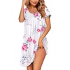image:imageEkouaer Womens Nightgown Short Sleeve Sleepwear Comfy Sleepshirts Pleated Scoopneck Nightshirt SXXXLCharmingrose