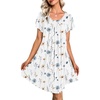 image:imageEkouaer Womens Nightgown Soft Sleepwear Pleated Sleepshirt Sleep Dress Short Sleeve Nightdress S3XLFloral White