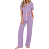 image:imageEkouaer Womens Pajama Sets Button Down Loungewear Short Sleeve Sleepwear 2 Piece Pants Pjs Set with Pockets SXXLLilac