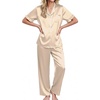 image:imageEkouaer Womens Silk Pajamas for Womens Sets Satin Pjs 2 Piece Button Up Loungewear Short Sleeve Soft Sleepwear with PocketsYellow Stripe