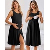 image:imageEkouaer Maternity Nursing Gown and Robe Set Labor Delivery Hosptial Nursing Dress Pregnancy Clothes SXXLBlack