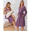 image:imageEkouaer Maternity Nursing Gown and Robe Set Labor Delivery Hosptial Nursing Dress Pregnancy Clothes SXXLGray Purple