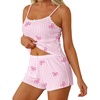 image:imageEkouaer Women Pajama Sets 2 Piece Cute Cami Sleepwear Lace Trim Pj Top Soft Summer Lounge Shorts Sexy Lingerie SXXLPink Bow