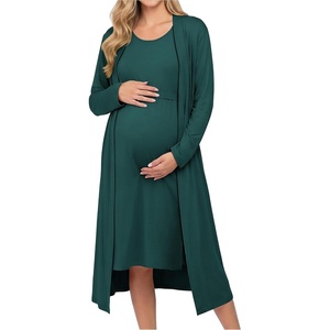 image:imageEkouaer Maternity Nursing Gown and Robe Set Labor Delivery Hosptial Nursing Dress Pregnancy Clothes SXXLDark Green