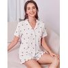 image:imageEkouaer Womens Pajamas Sets Button Down Pjs Cute Short Sleeve Sleepwear  Pointelle Fabric PyjamaRuffle Edges ShortsClassic Notch Neck ShirtChest PocketCute LoungewearBridal Party NightwearCherry