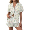 image:imageEkouaer Womens Pajamas Sets Button Down Pjs Cute Short Sleeve Sleepwear  Pointelle Fabric PyjamaRuffle Edges ShortsClassic Notch Neck ShirtChest PocketCute LoungewearBridal Party NightwearMulti Floral