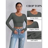 image:imageEkouaer Long Sleeve Crop Tops for Women 3 Pack Scoop Neck Raglan Shirts Slim Fit Underscrub Basic Base Layer XSXXL3pcs Black Dark Grey Navy Blue