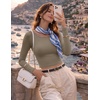 image:imageEkouaer Long Sleeve Crop Tops for Women 3 Pack Scoop Neck Raglan Shirts Slim Fit Underscrub Basic Base Layer XSXXL3pcs Black Haze Blue Tea Leaf