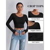 image:imageEkouaer Long Sleeve Crop Tops for Women 3 Pack Scoop Neck Raglan Shirts Slim Fit Underscrub Basic Base Layer XSXXL3pcs Black White Beige