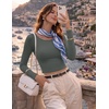 image:imageEkouaer Long Sleeve Crop Tops for Women 3 Pack Scoop Neck Raglan Shirts Slim Fit Underscrub Basic Base Layer XSXXL3pcs Black White Dark Grey