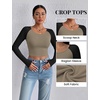 image:imageEkouaer Long Sleeve Crop Tops for Women 3 Pack Scoop Neck Raglan Shirts Slim Fit Underscrub Basic Base Layer XSXXL3pcs Mocha Black Grey Black Beige Pink