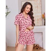 image:imageEkouaer Womens Pajamas Sets Button Down Pjs Short Sleeve Ruffle Sleepwear  Soft Cozy Pointelle PyjamaCute Lounge SetsClassic Notch Neck PjsMaternity Pajamas for BreastfeedingBridal Party GiftsRed Floral